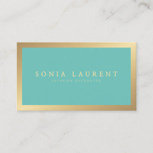 Elegant chic gold metallic mint green minimalist business card
