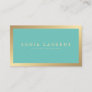Elegant chic gold metallic mint green minimalist business card
