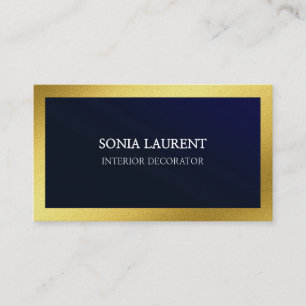 Elegant chic gold metallic navy blue minimalist business card