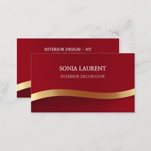 Elegant chic gold metallic Red minimalist   Business Card