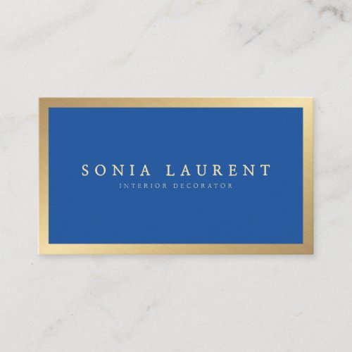 Elegant chic gold metallic royal blue minimalist business card