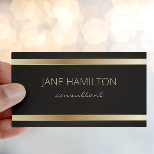 Elegant Chic Gold Minimalist Black Business Card