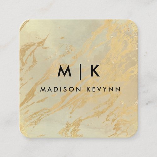 Elegant chic gold modern square minimalist black  square business card