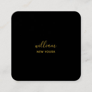 Elegant chic gold modern square minimalist black square business card