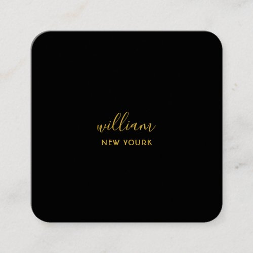 Elegant chic gold modern square minimalist black  square business card