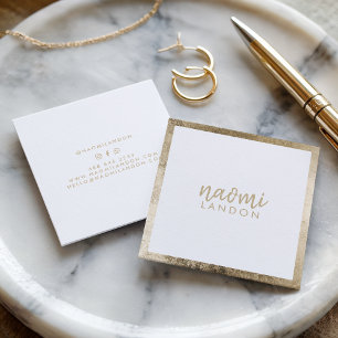 Elegant chic gold modern square minimalist white business card