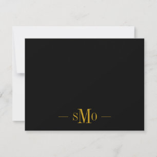 Elegant Chic Gold Monogram 3 Initials Black Note Card