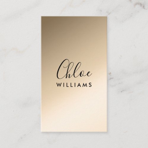 Elegant chic gold ombre gradient black script business card