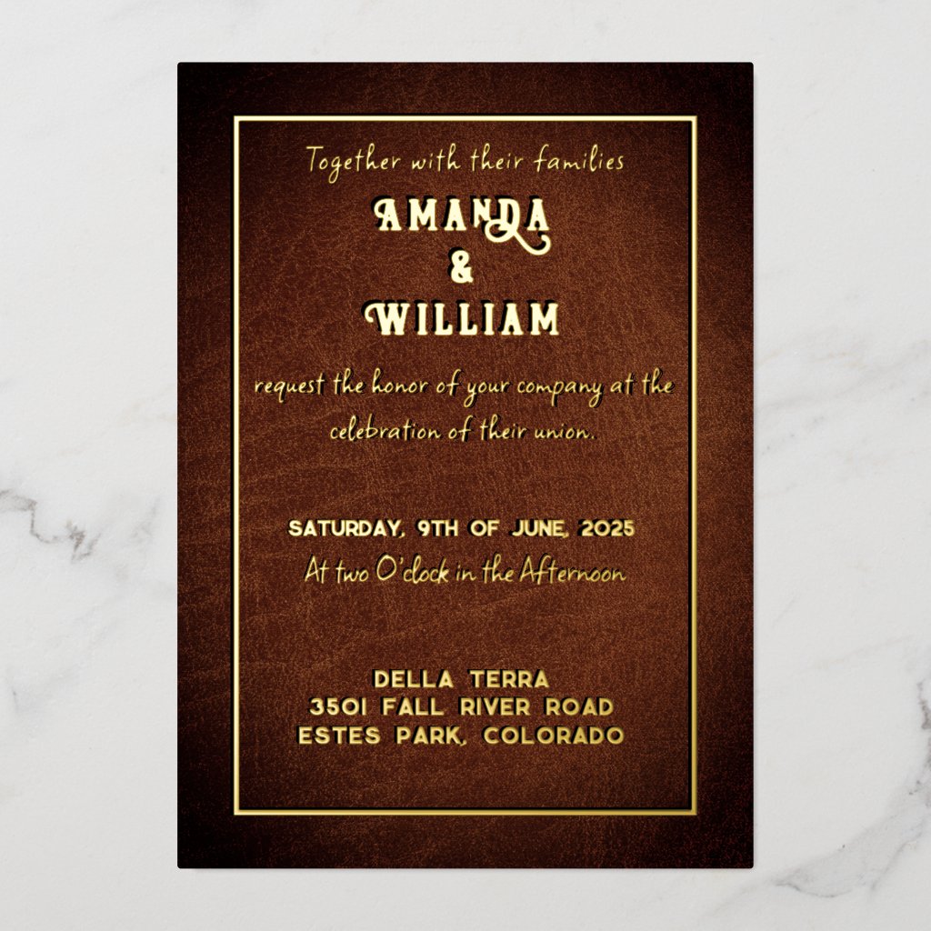 Elegant Chic Gold on Brown Leather Wedding