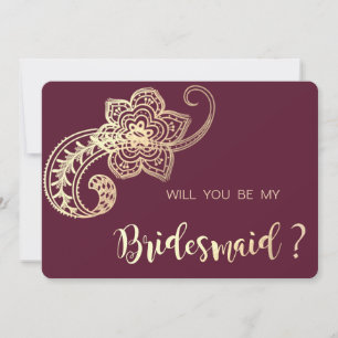 Elegant Chic Gold Paisley Bridesmaid Card