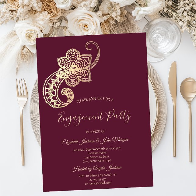Elegant Chic Gold Paisley  Invitation (Creator Uploaded)