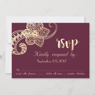 Elegant Chic Gold Paisley RSVP Invitation