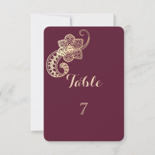 Elegant Chic Gold Paisley Table Card