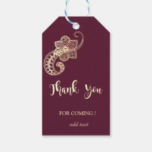 Elegant Chic Gold Paisley Thank You Gift Tags