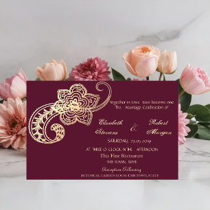 Elegant Chic Gold Paisley Wedding Invitation