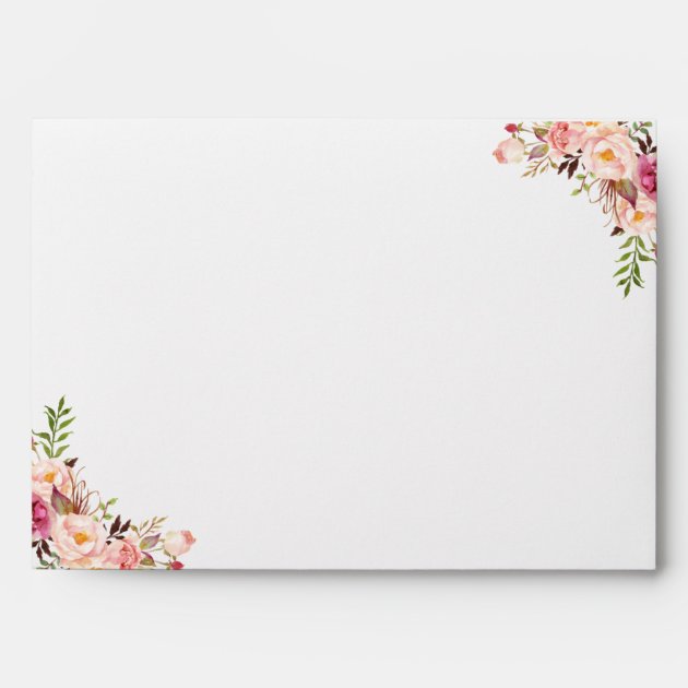 Elegant Chic Gold Pink Floral Wedding 5x7 Envelope