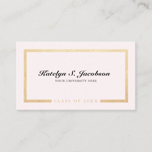 Elegant chic gold pink graduation class of name ca calling card