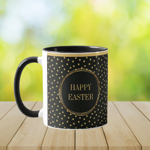 Elegant Chic Gold Polka Dots Happy Easter Mug