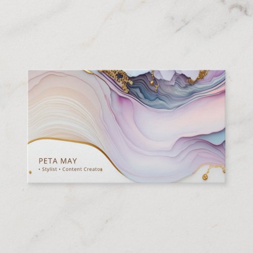 Elegant Chic Gold  Purple Abstract Watercolour QR Business Card