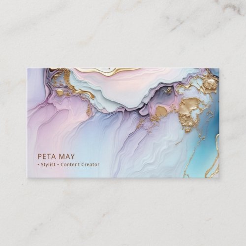 Elegant Chic Gold  Purple Abstract Watercolour QR Business Card