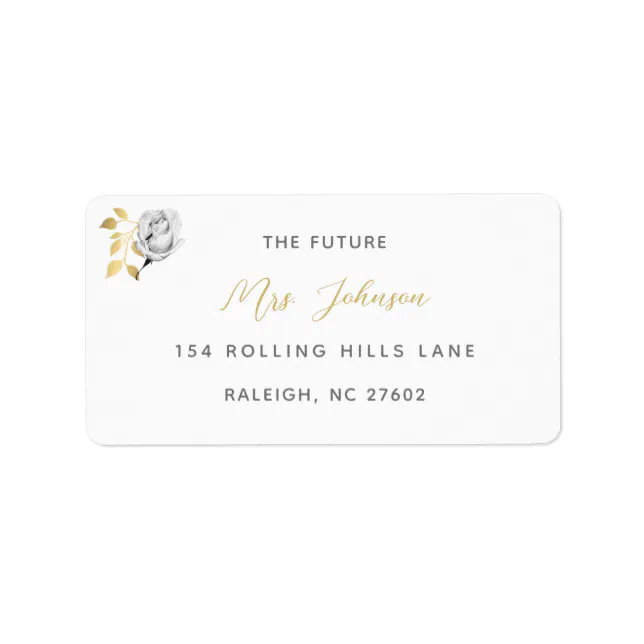 Elegant Chic Gold Rose Bride Return Address Label | Zazzle