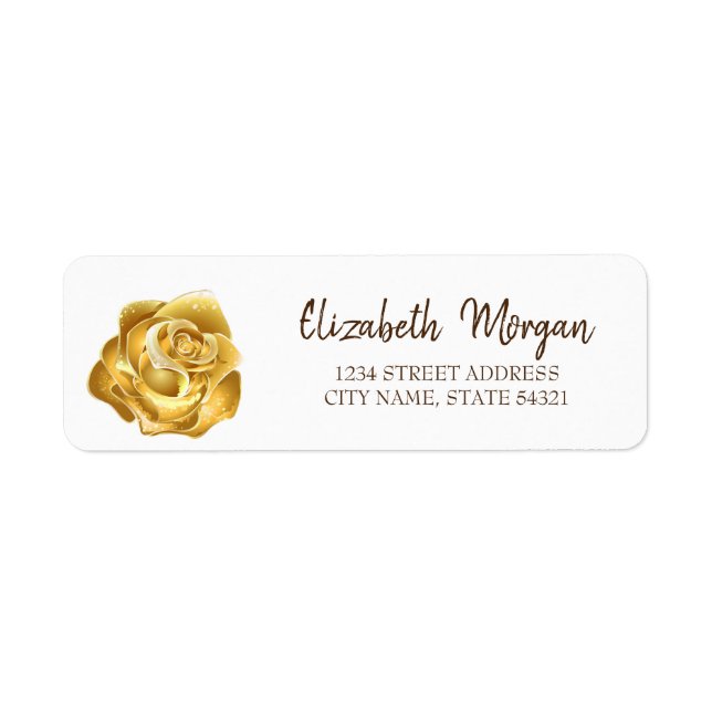 Elegant Chic , Gold Rose, White  Address Label (Front)