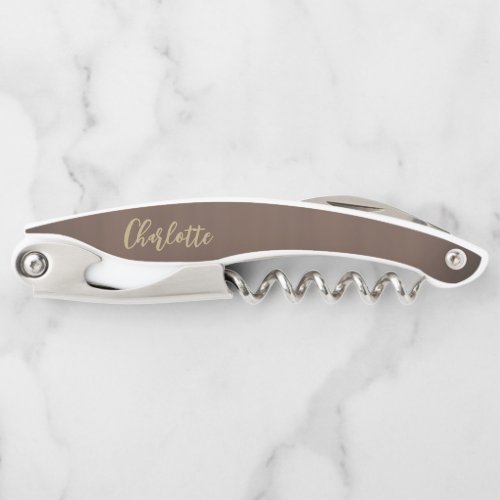 Elegant Chic Gold Script Custom Waiters Corkscrew