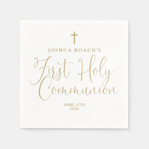 Elegant Chic Gold Script First Holy Communion Napkins