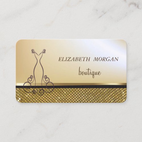 Elegant Chic Gold Shimmering Gold SequinsDress Business Card