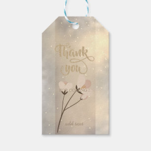 Elegant Chic ,Gold,Shiny,Flowers Thank You Gift Tags