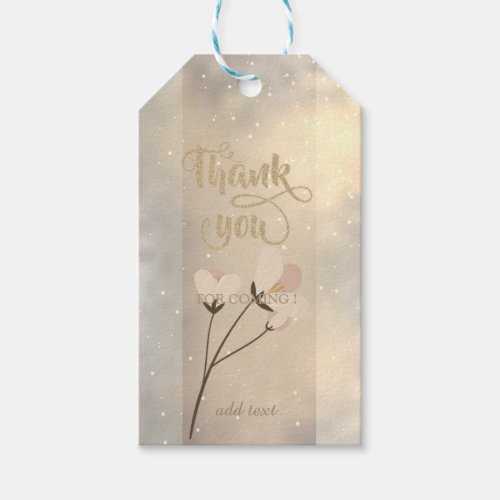 Elegant Chic GoldShinyFlowers  Thank You Gift Tags