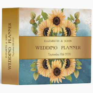 Elegant Chic Gold Sunflowers 3 Ring Binder