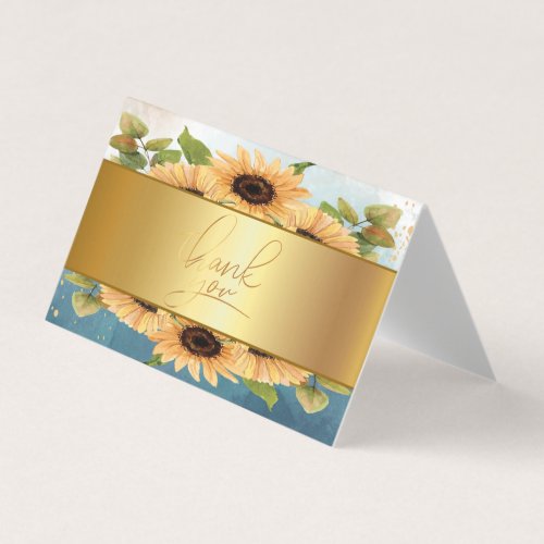 Elegant Chic Gold SunflowersThank You Card