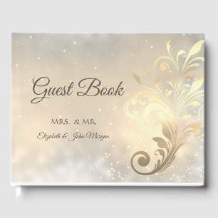 Elegant Chic Gold Swirls Wedding Guest Book