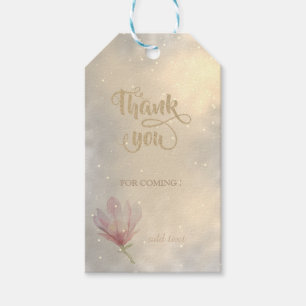 Elegant Chic ,Gold, Watercolor Magnolia Thank You Gift Tags
