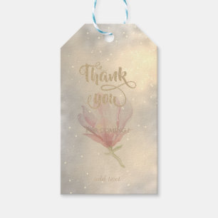 Elegant Chic ,Gold, Watercolor Magnolia Thank You Gift Tags
