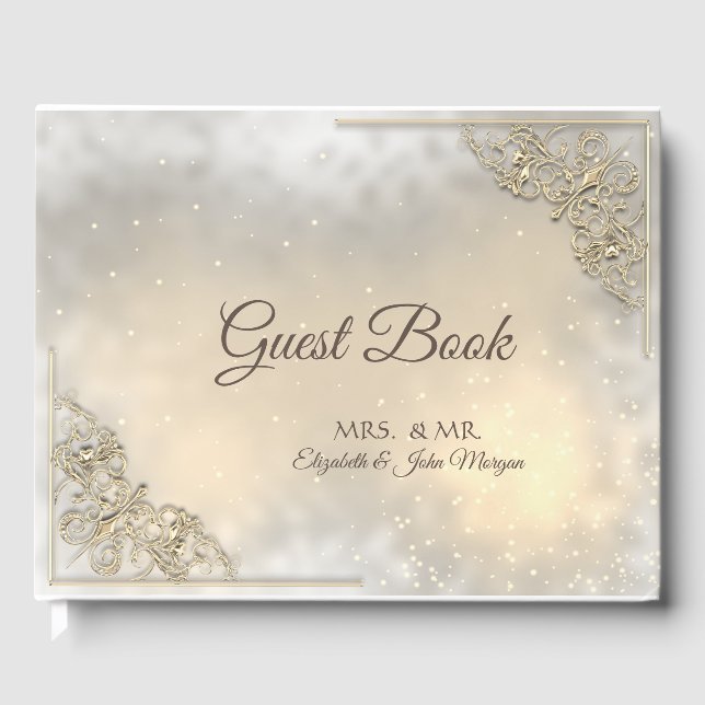 Elegant Chic Gold Wedding Guest Book (Front)
