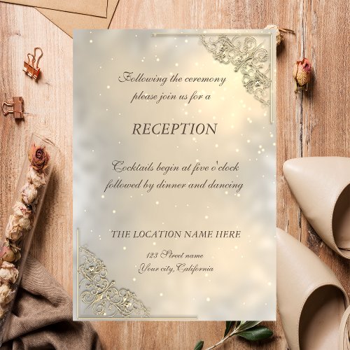 Elegant Chic Gold Wedding Reception Invitation