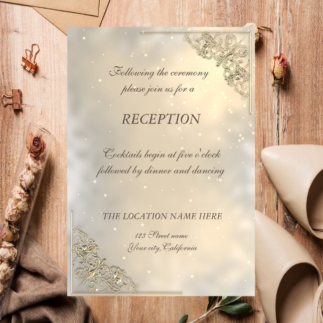 Elegant Chic Gold Wedding Reception Invitation (Creator Uploaded)