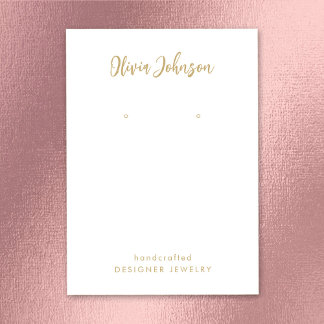 Elegant Chic Gold White Jewelry Earring Display Business Card