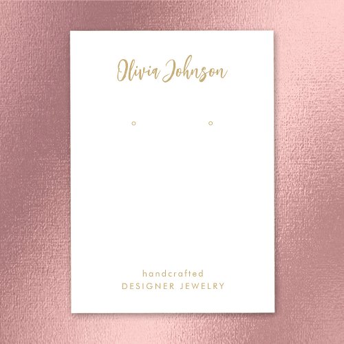 Elegant Chic Gold White Jewelry Earring Display Business Card