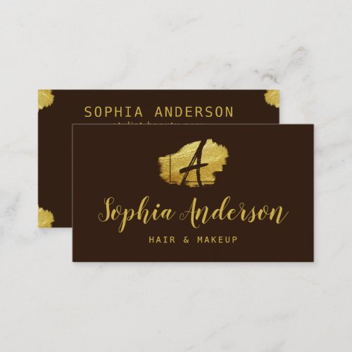 Elegant Chic Golden  Signature Script Business  B Business Card