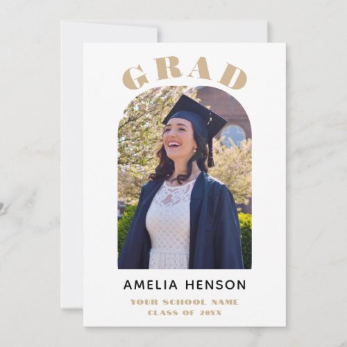 Elegant Chic Grad Photo Arch Graduation Invitation