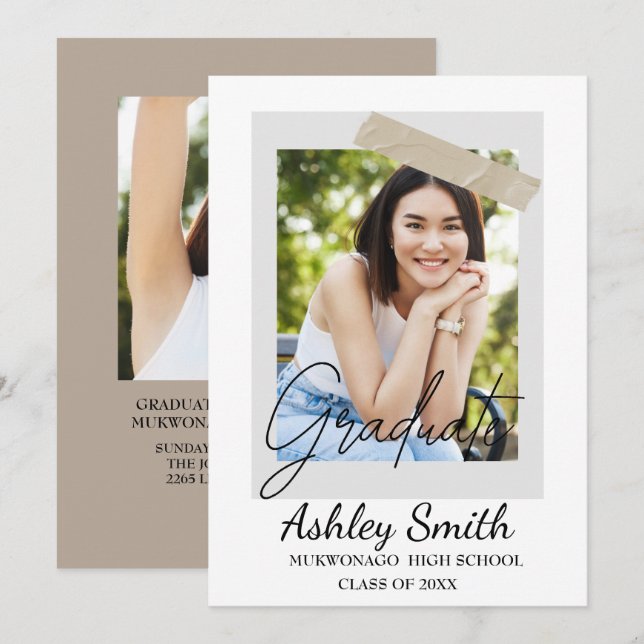 Elegant Chic  Graduation Invitation (Front/Back)