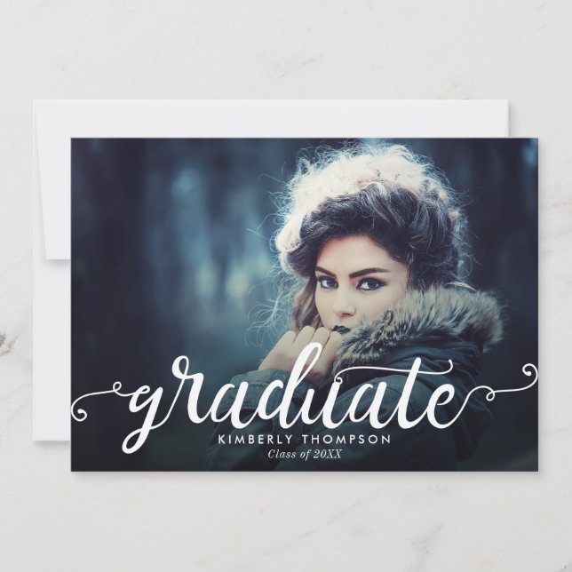 Elegant Chic Graduation Modern Hand Lettering Anno Announcement (Front)