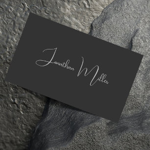 Elegant Chic Gray Black Handwritten Script Font Business Card