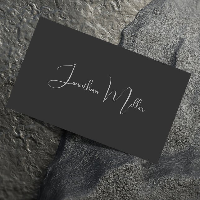 Elegant Chic Gray Black Handwritten Script Font Business Card (Creator Uploaded)