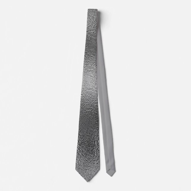 Elegant Chic Gray Metallic Classic Neck Tie (Front)