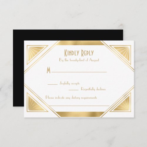 Elegant chic  Great Gatsby Art Deco RSVP Card