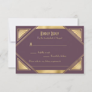 Elegant chic Great Gatsby Art Deco RSVP Card